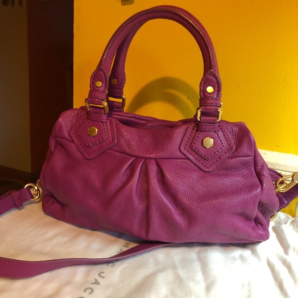 Marc Jacobs Classic Q- Baby Groovee pink/ Violet Leather Satchel - Picture 2 of 5